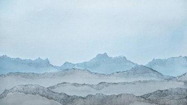 Kış manzarası. Soyut doku arkaplanı. Suluboya kağıtlar. Yırtık kenarlıklar.