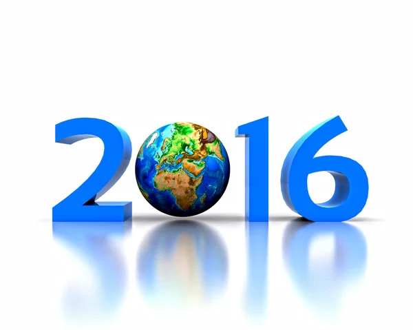 Nieuwjaar 2016 met globe — Stockfoto