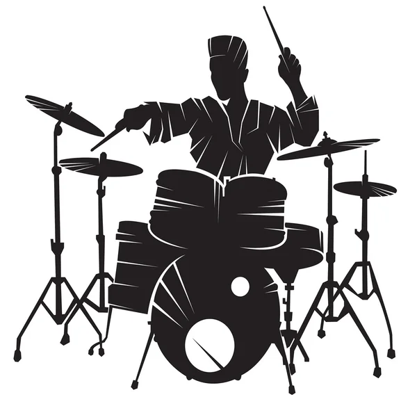 The musician playing drum setting — Stock Vector