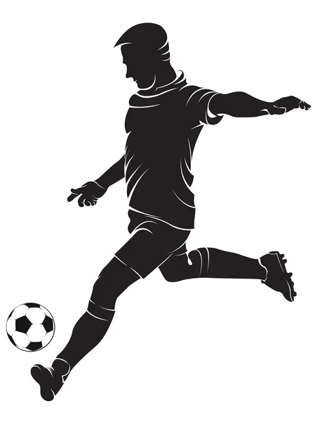 Fútbol (fútbol) jugador con pelota — Vector de stock