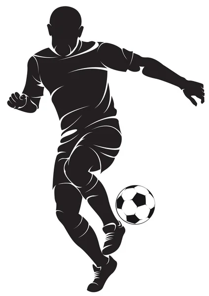 Fútbol (fútbol) jugador con pelota — Vector de stock