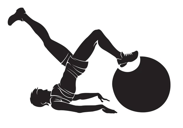 Donna che fa esercizio con fit-ball — Vettoriale Stock