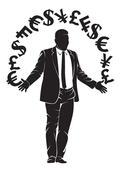 Businessman. Boss with money symbols — Stock vektor