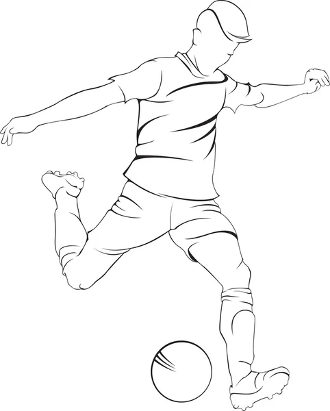 Football (soccer) player with ball — Stock Vector