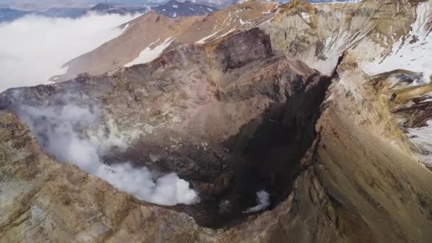 Una Vista Volo Uccello Sui Geyser Montagna Kamchatka Russia Scommessa — Video Stock