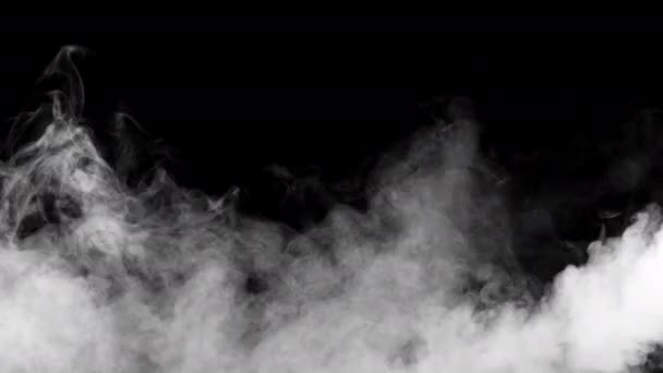 Lágy Köd Lassított Felvételen Sötét Háttérrel Reális Légköri Szürke Füst — Stock videók
