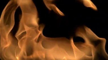 Alevler siyah arkaplanda kırmızı-turuncu renktedir. İzole edilmiş.