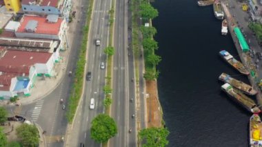 Saygon 'un havadan görünüşü - Ho Chi Minh şehri, Vietnam' ın yoğun sabahı 