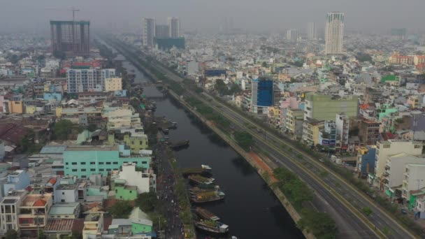 Drone view 4K footage of Ho Chi Minh city - Saigon, В "єтнам — стокове відео