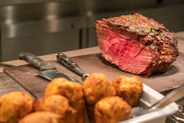 Huge BBQ Beef Steak in the kitchen background — Stock Photo, Image