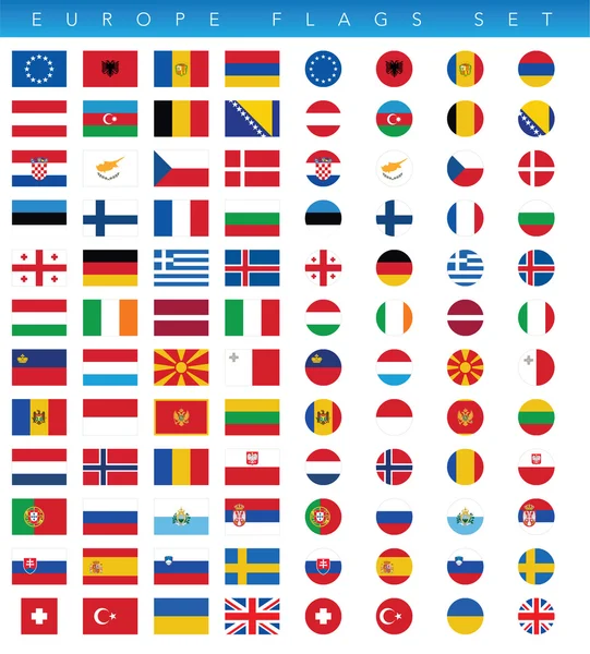 Σύνολο σημαίες της Ευρώπης — Διανυσματικό Αρχείο