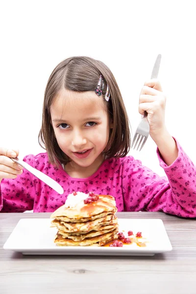 Eating pancake — Stock Photo, Image