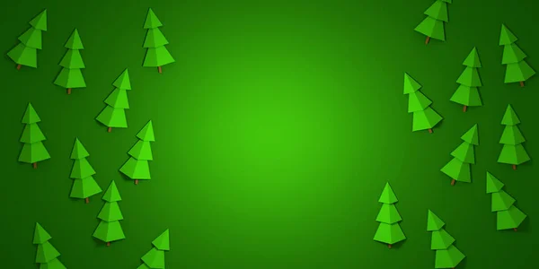 Green Christmas Trees Green Background Top View Minimalism Rendering — Stock Photo, Image