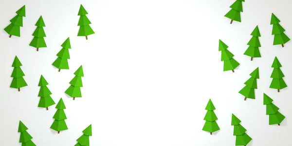 Árvores Natal Verdes Fundo Branco Vista Superior Minimalismo Renderização — Fotografia de Stock