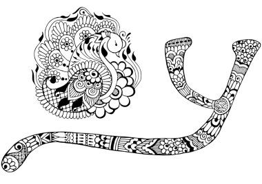 Y harfi mehndi tarzında dekore edilmiş.