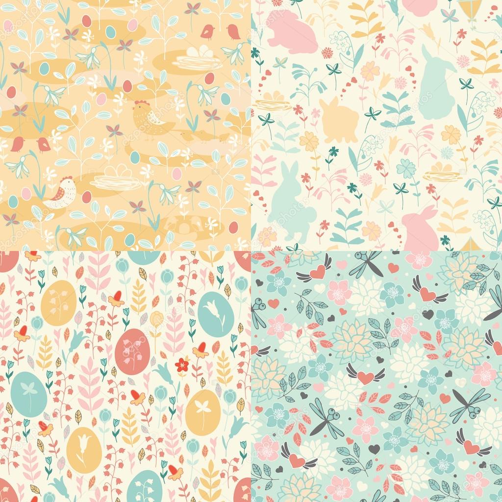Seamless Easter set of patterns