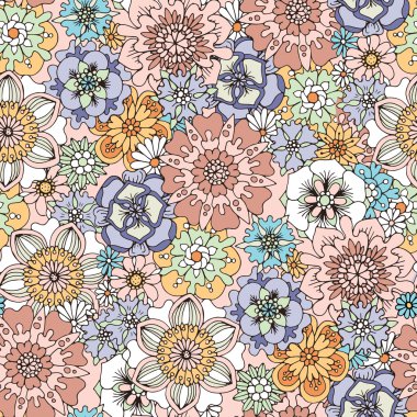 çiçekler el boyaması ile Seamless Modeli.