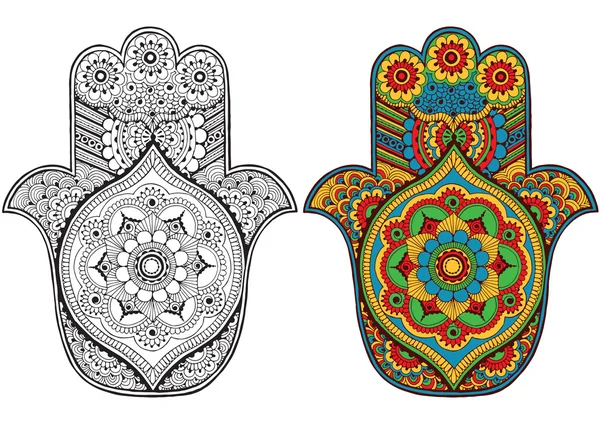 Hamsa decorada con patrones — Archivo Imágenes Vectoriales