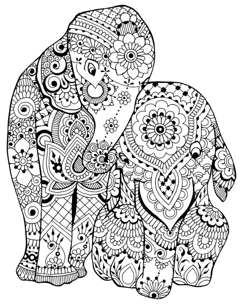 Elephant with ornament — Stock Vector