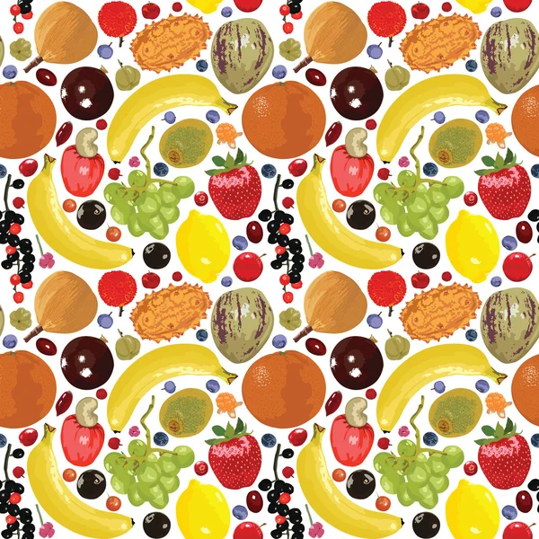 Pattern with fruits and berries — Stock Vector