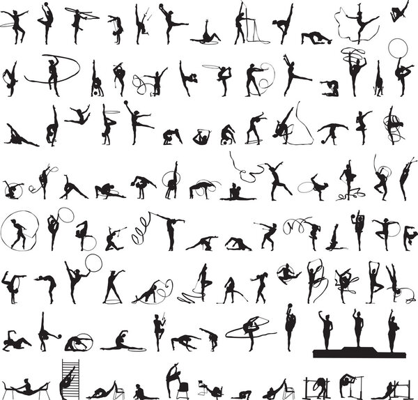 Set of silhouettes Rhythmic Gymnastics