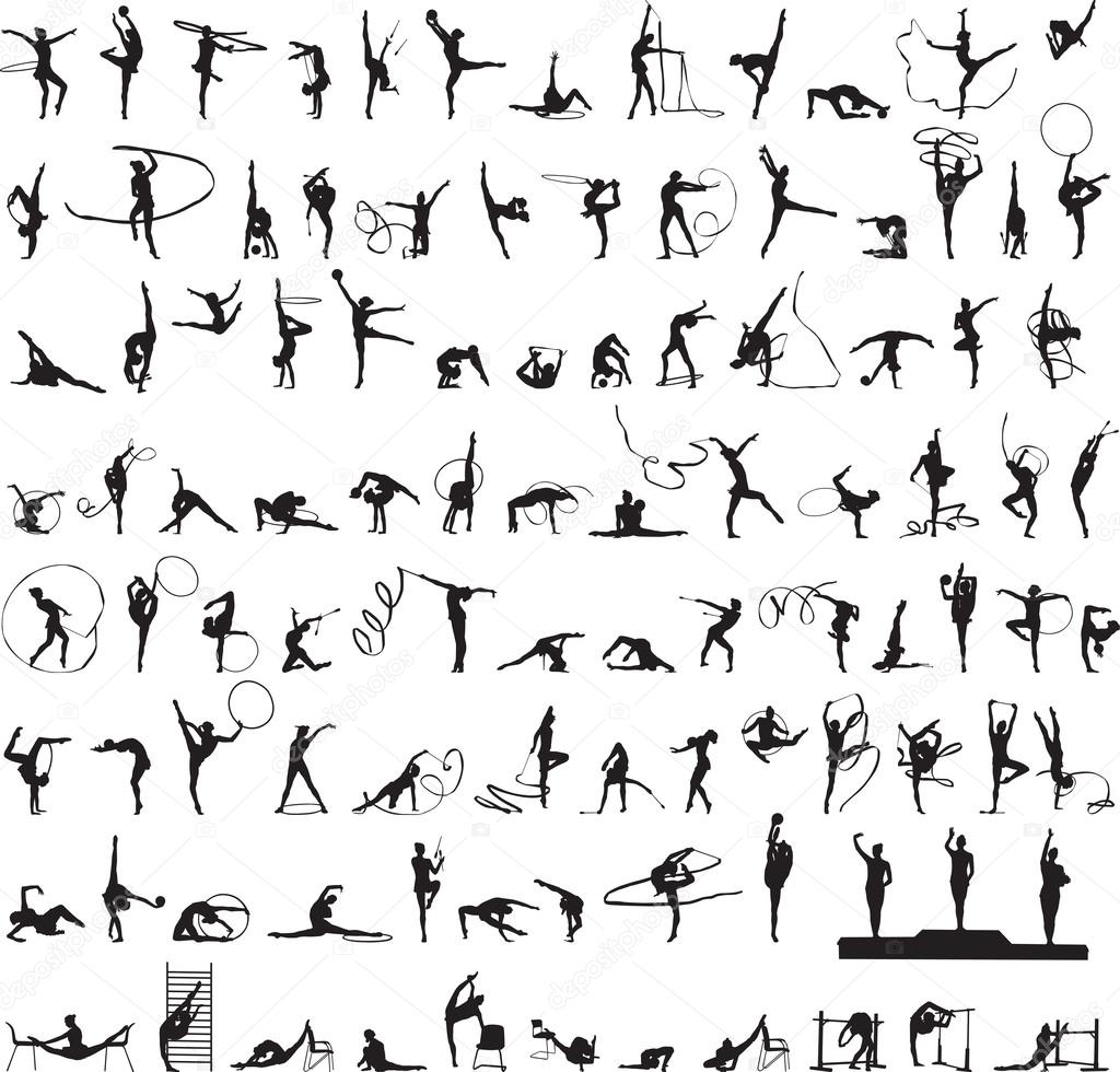 Set of silhouettes Rhythmic Gymnastics