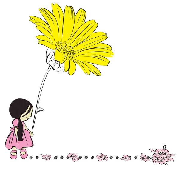 Çiçek kız — Stok Vektör