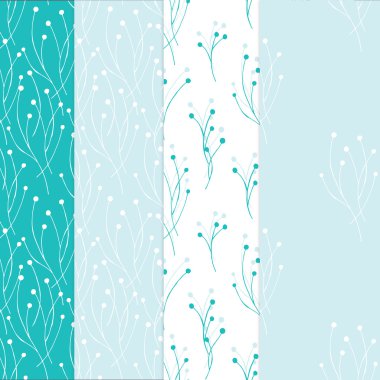 Four seamless background in light blue colors clipart
