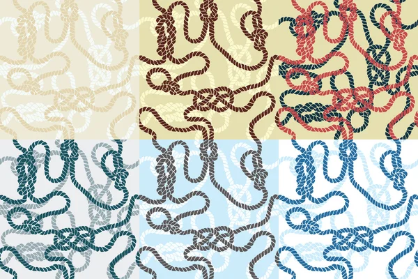 Conjunto de patrones con cuerdas marinas — Archivo Imágenes Vectoriales