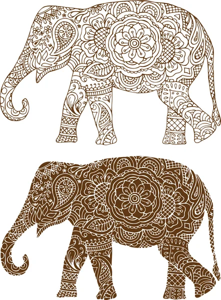 Modèles d'éléphants indiens — Image vectorielle