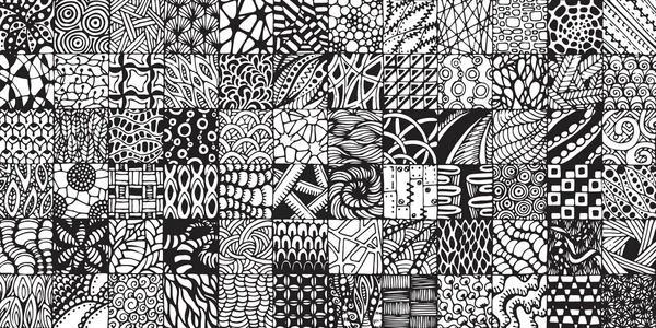 Textuur patronen in de stijl van zentangl — Stockvector