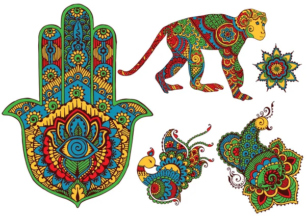 Elementos de diseño en el estilo de mehndi — Archivo Imágenes Vectoriales