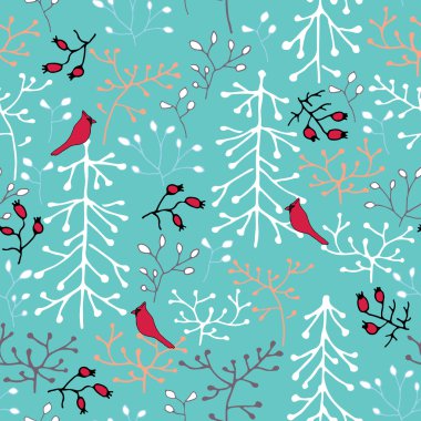 Winter forest seamless pattern clipart