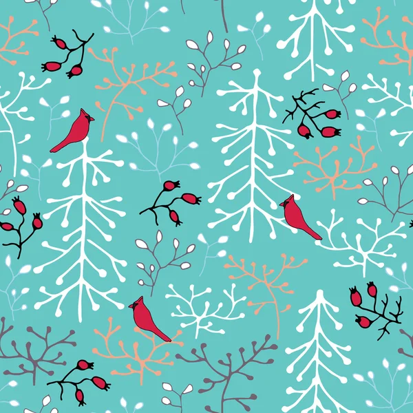 Winter forest seamless pattern — Stock Vector