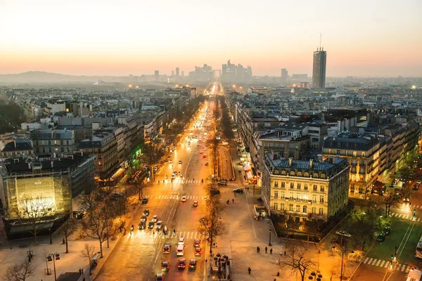 Paris view from Triumphal Arch on Champs Elysees — Stock Photo, Image