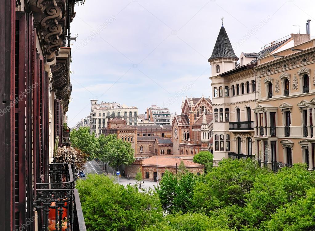 View into  residential Eixample district, Barcelona, Spain