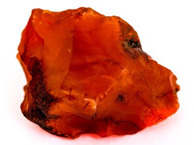 Beyaz arka planda izole kaba kırmızı Carnelian kaya
