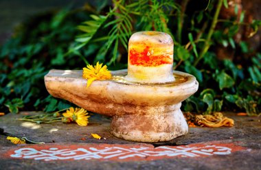 Shiva lingam Krishna tapınağında Kullu Valley, Hindistan