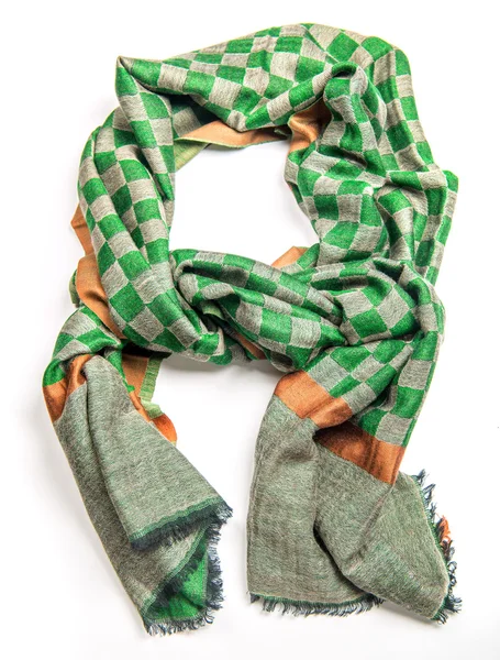 Проверено зеленый с оранжевым шарфом изолирован — стоковое фото