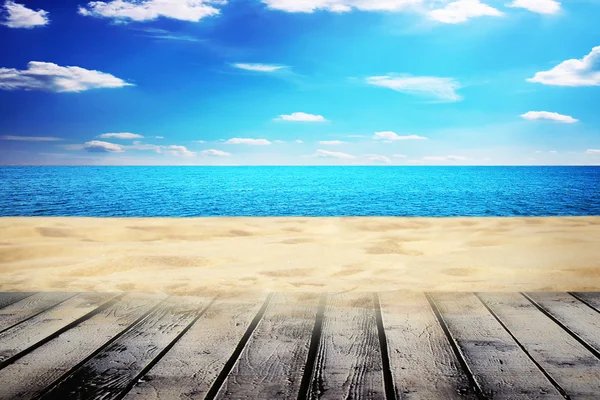 Sandy beach on summer day — Stock Photo, Image
