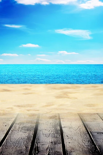 Sandy beach on summer day — Stock Photo, Image