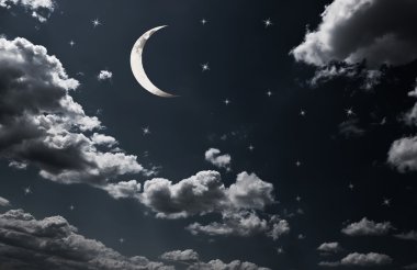 Akşam gökyüzünde moon ile