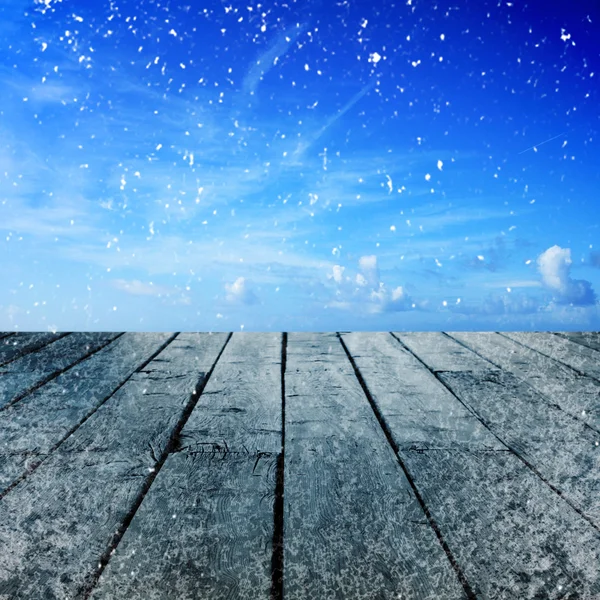 Winter table in snow — Stock Photo, Image