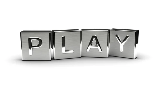 Kovové Play Text — Stock fotografie