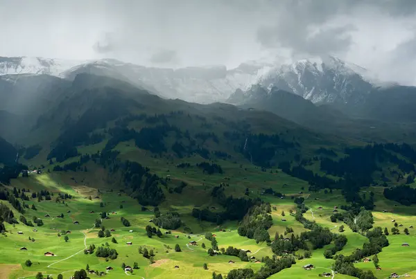 View Village Grindelwald Bern Switzerland Two Glaciers — Stock Photo, Image