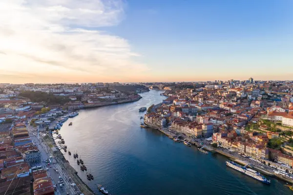 Portogallo Porto Veduta Aerea Del Paesaggio Urbano Del Fiume Douro — Foto Stock