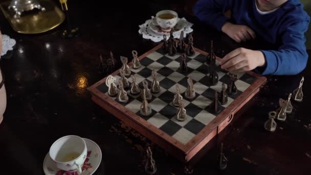 チェス作品で極端なクローズアップストックビデオ — ストック動画