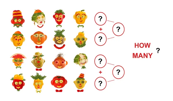 Мультфильм цифры овощей и фруктов, в качестве иллюстрации — стоковое фото