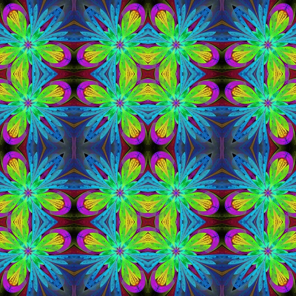 Multicolored symmetrical pattern in stained-glass window style o — Stock Photo, Image