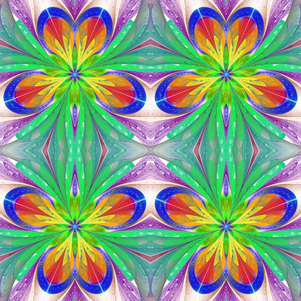 여러 가지 빛깔된 대칭 패턴 스테인드 유리 창 스타일 o — 스톡 사진